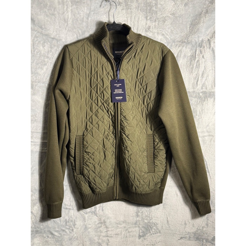 Kensington Eastside Olive Quilted coat NWT Zip Up Layering‎ Jacket Mens Size S